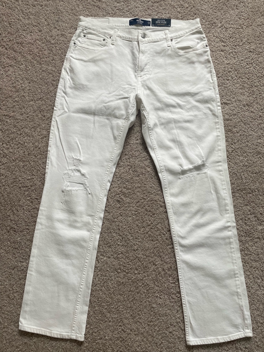 Hollister Slim Straight White Distressed Jeans